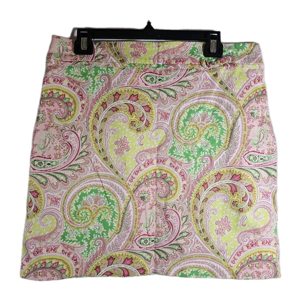 Good Clothes Petite Womens Skirt Pink‎ Paisley Size 12P Cotton Soft EUC